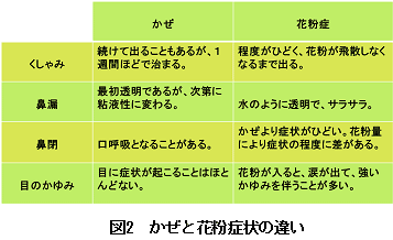 図2 かぜと花粉症状の違い